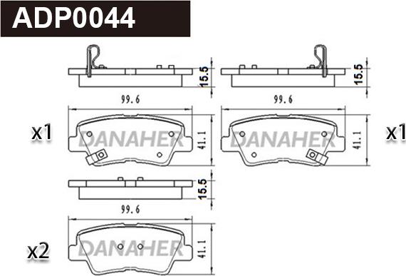 Danaher ADP0044 - Kit pastiglie freno, Freno a disco autozon.pro