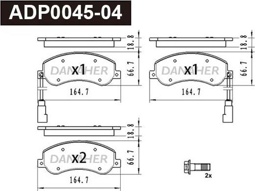 Danaher ADP0045-04 - Kit pastiglie freno, Freno a disco autozon.pro