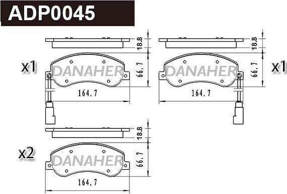 Danaher ADP0045 - Kit pastiglie freno, Freno a disco autozon.pro