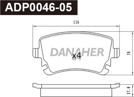 Danaher ADP0046-05 - Kit pastiglie freno, Freno a disco autozon.pro