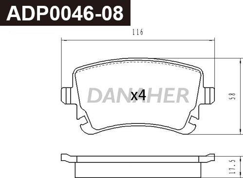 Danaher ADP0046-08 - Kit pastiglie freno, Freno a disco autozon.pro