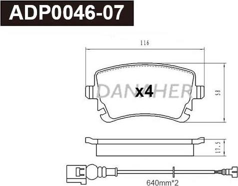 Danaher ADP0046-07 - Kit pastiglie freno, Freno a disco autozon.pro