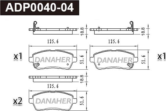 Danaher ADP0040-04 - Kit pastiglie freno, Freno a disco autozon.pro