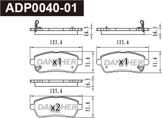 Danaher ADP0040-01 - Kit pastiglie freno, Freno a disco autozon.pro