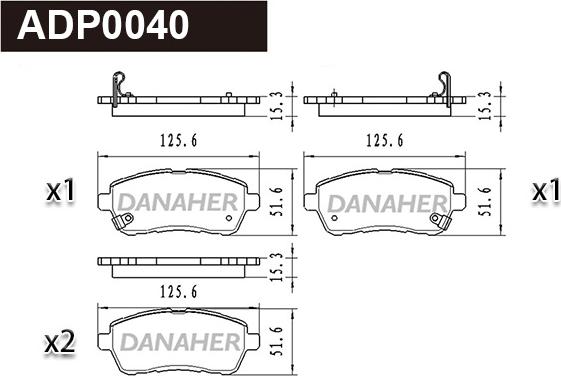 Danaher ADP0040 - Kit pastiglie freno, Freno a disco autozon.pro