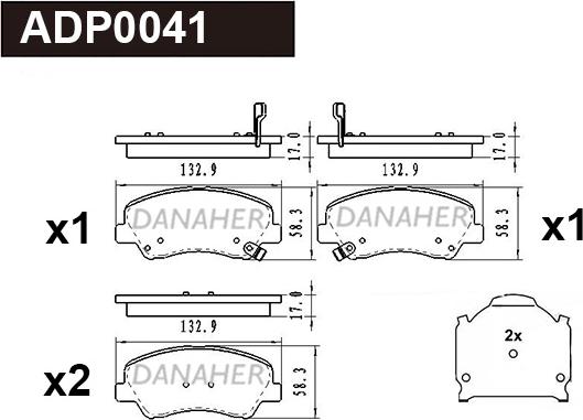 Danaher ADP0041 - Kit pastiglie freno, Freno a disco autozon.pro