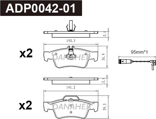 Danaher ADP0042-01 - Kit pastiglie freno, Freno a disco autozon.pro