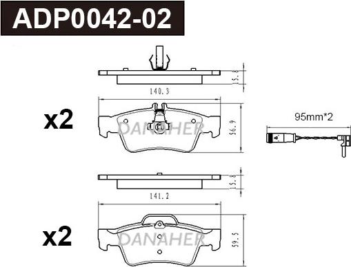 Danaher ADP0042-02 - Kit pastiglie freno, Freno a disco autozon.pro