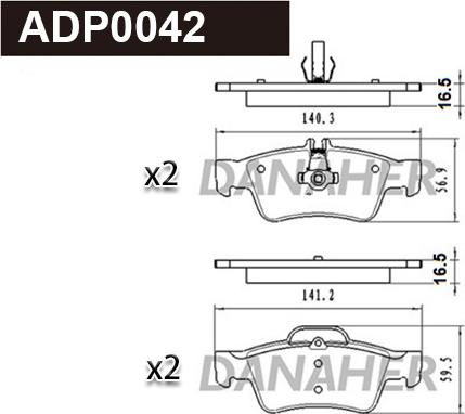 Danaher ADP0042 - Kit pastiglie freno, Freno a disco autozon.pro