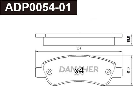 Danaher ADP0054-01 - Kit pastiglie freno, Freno a disco autozon.pro