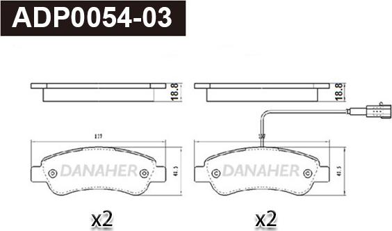 Danaher ADP0054-03 - Kit pastiglie freno, Freno a disco autozon.pro