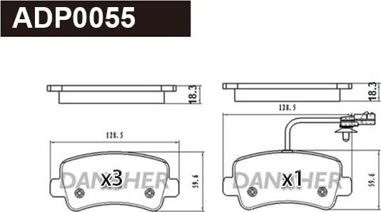 Danaher ADP0055 - Kit pastiglie freno, Freno a disco autozon.pro