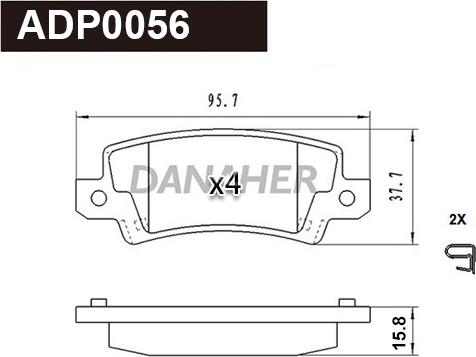 Danaher ADP0056 - Kit pastiglie freno, Freno a disco autozon.pro