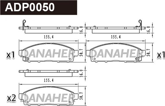 Danaher ADP0050 - Kit pastiglie freno, Freno a disco autozon.pro