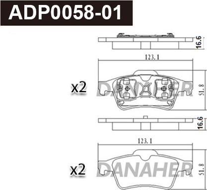 Danaher ADP0058-01 - Kit pastiglie freno, Freno a disco autozon.pro