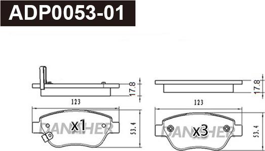 Danaher ADP0053-01 - Kit pastiglie freno, Freno a disco autozon.pro