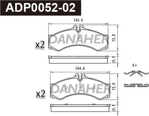 Danaher ADP0052-02 - Kit pastiglie freno, Freno a disco autozon.pro