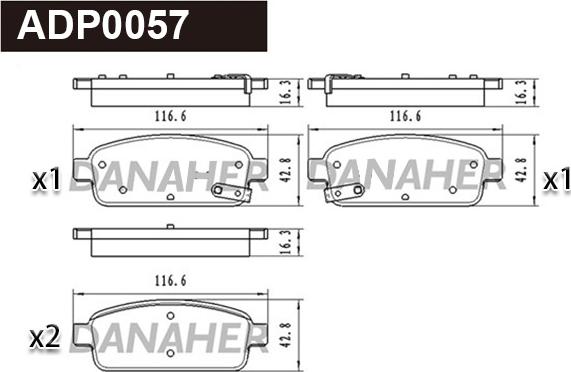 Danaher ADP0057 - Kit pastiglie freno, Freno a disco autozon.pro