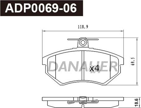 Danaher ADP0069-06 - Kit pastiglie freno, Freno a disco autozon.pro