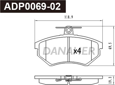 Danaher ADP0069-02 - Kit pastiglie freno, Freno a disco autozon.pro