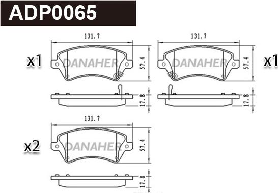 Danaher ADP0065 - Kit pastiglie freno, Freno a disco autozon.pro