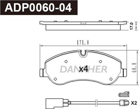 Danaher ADP0060-04 - Kit pastiglie freno, Freno a disco autozon.pro