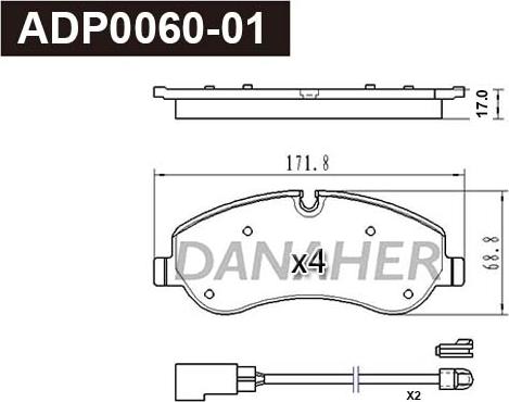 Danaher ADP0060-01 - Kit pastiglie freno, Freno a disco autozon.pro