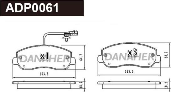 Danaher ADP0061 - Kit pastiglie freno, Freno a disco autozon.pro