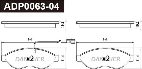 Danaher ADP0063-04 - Kit pastiglie freno, Freno a disco autozon.pro