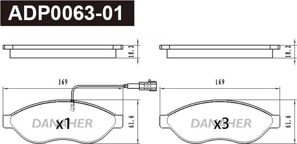 Danaher ADP0063-01 - Kit pastiglie freno, Freno a disco autozon.pro