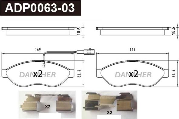 Danaher ADP0063-03 - Kit pastiglie freno, Freno a disco autozon.pro