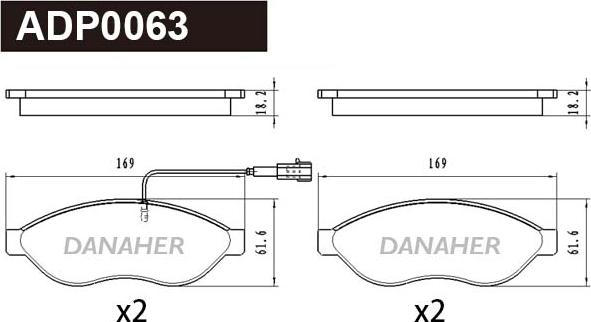 Danaher ADP0063 - Kit pastiglie freno, Freno a disco autozon.pro