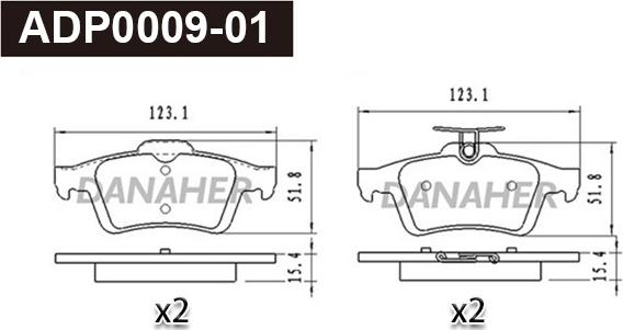 Danaher ADP0009-01 - Kit pastiglie freno, Freno a disco autozon.pro