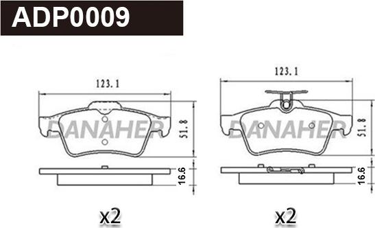 Danaher ADP0009 - Kit pastiglie freno, Freno a disco autozon.pro