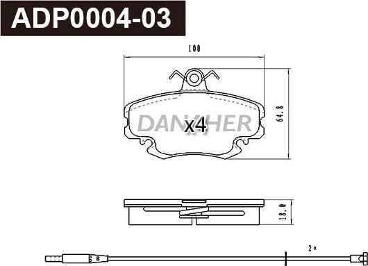 Danaher ADP0004-03 - Kit pastiglie freno, Freno a disco autozon.pro