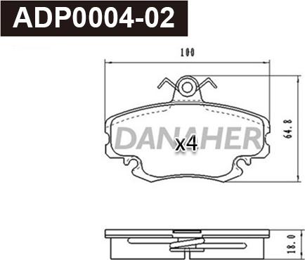 Danaher ADP0004-02 - Kit pastiglie freno, Freno a disco autozon.pro