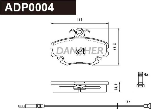 Danaher ADP0004 - Kit pastiglie freno, Freno a disco autozon.pro