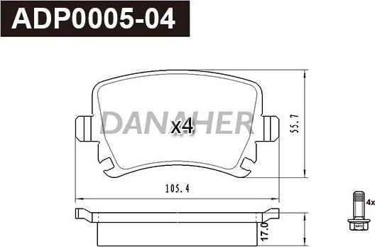 Danaher ADP0005-04 - Kit pastiglie freno, Freno a disco autozon.pro