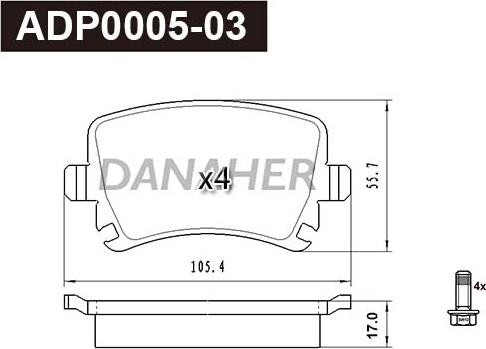 Danaher ADP0005-03 - Kit pastiglie freno, Freno a disco autozon.pro