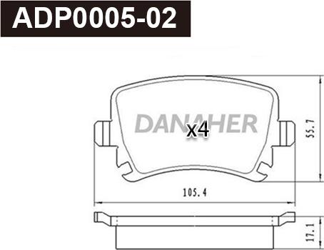 Danaher ADP0005-02 - Kit pastiglie freno, Freno a disco autozon.pro