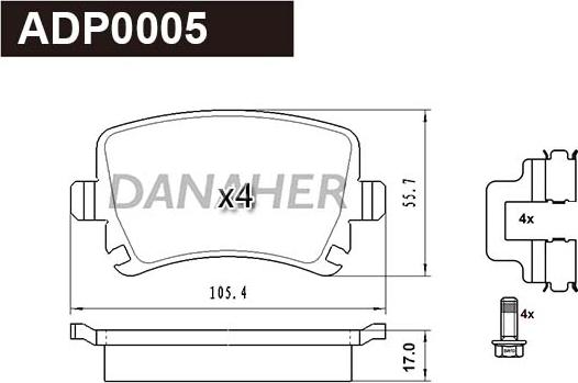 Danaher ADP0005 - Kit pastiglie freno, Freno a disco autozon.pro