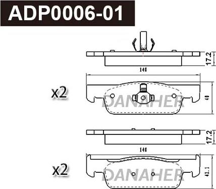 Danaher ADP0006-01 - Kit pastiglie freno, Freno a disco autozon.pro