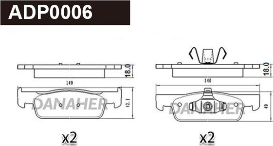 Danaher ADP0006 - Kit pastiglie freno, Freno a disco autozon.pro