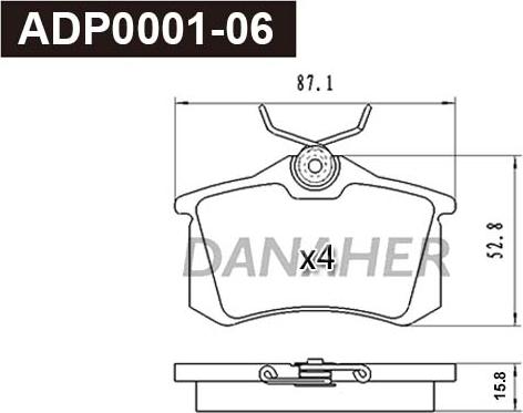 Danaher ADP0001-06 - Kit pastiglie freno, Freno a disco autozon.pro