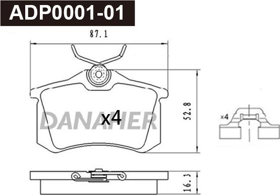 Danaher ADP0001-01 - Kit pastiglie freno, Freno a disco autozon.pro