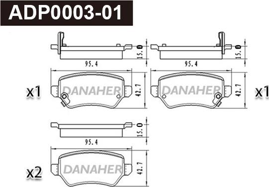 Danaher ADP0003-01 - Kit pastiglie freno, Freno a disco autozon.pro