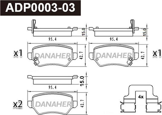 Danaher ADP0003-03 - Kit pastiglie freno, Freno a disco autozon.pro