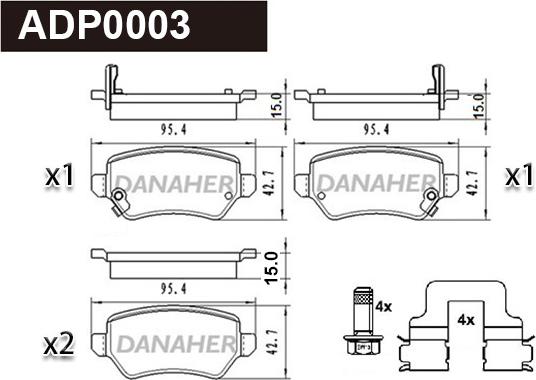 Danaher ADP0003 - Kit pastiglie freno, Freno a disco autozon.pro