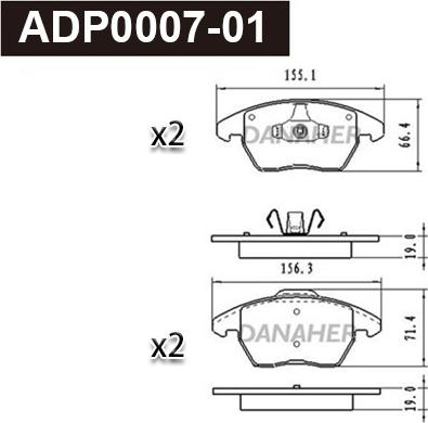 Danaher ADP0007-01 - Kit pastiglie freno, Freno a disco autozon.pro