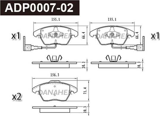 Danaher ADP0007-02 - Kit pastiglie freno, Freno a disco autozon.pro